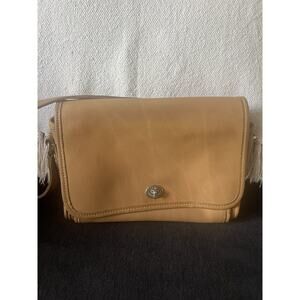 COACH Rambler Legacy 9061 Tan Leather Flap Purse Crossbody Bag VTG ~ See Info